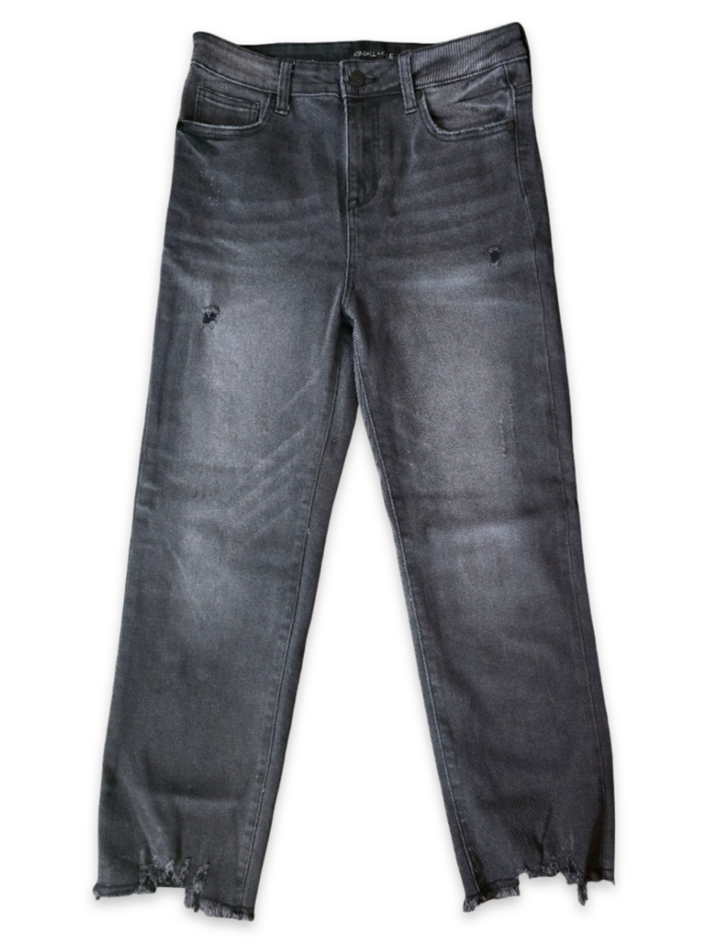 Kendall + Kylie The Icon High Rise Straight Jeans 9/29 Black Distressed Good